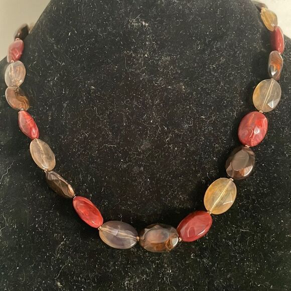 32” multi amber tone translucent oval beaded necklace that can be worn many ways - Picture 2 of 13